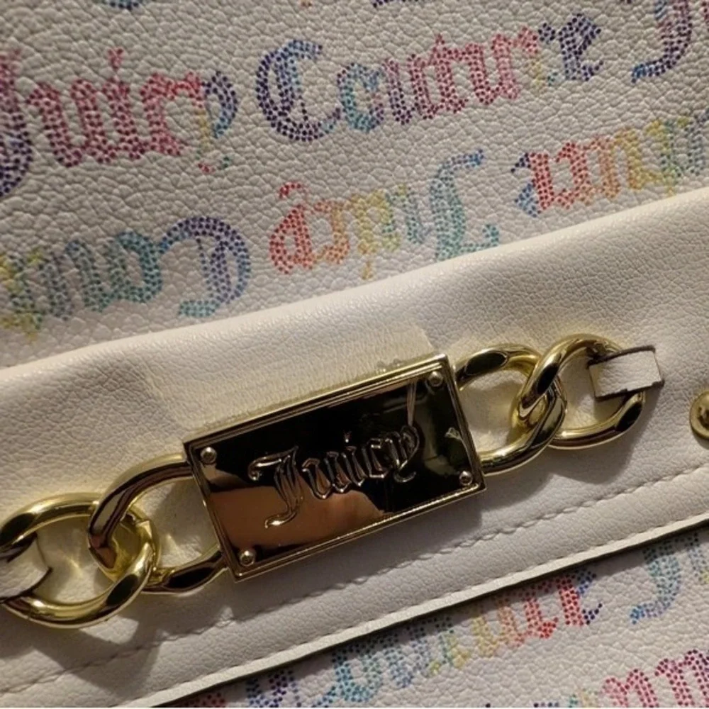 Juicy‎ Couture White Leather Multi Colored Monogram Backpack